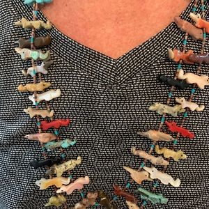 Vintage Zuni Turquoise Eagle Fetish Necklace
